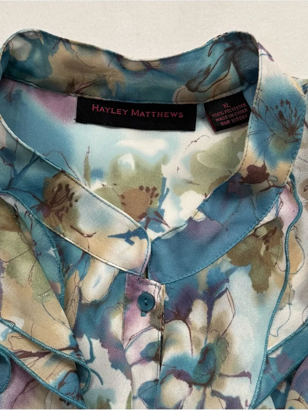 Y2K Floral Watercolor Ruffle Blouse